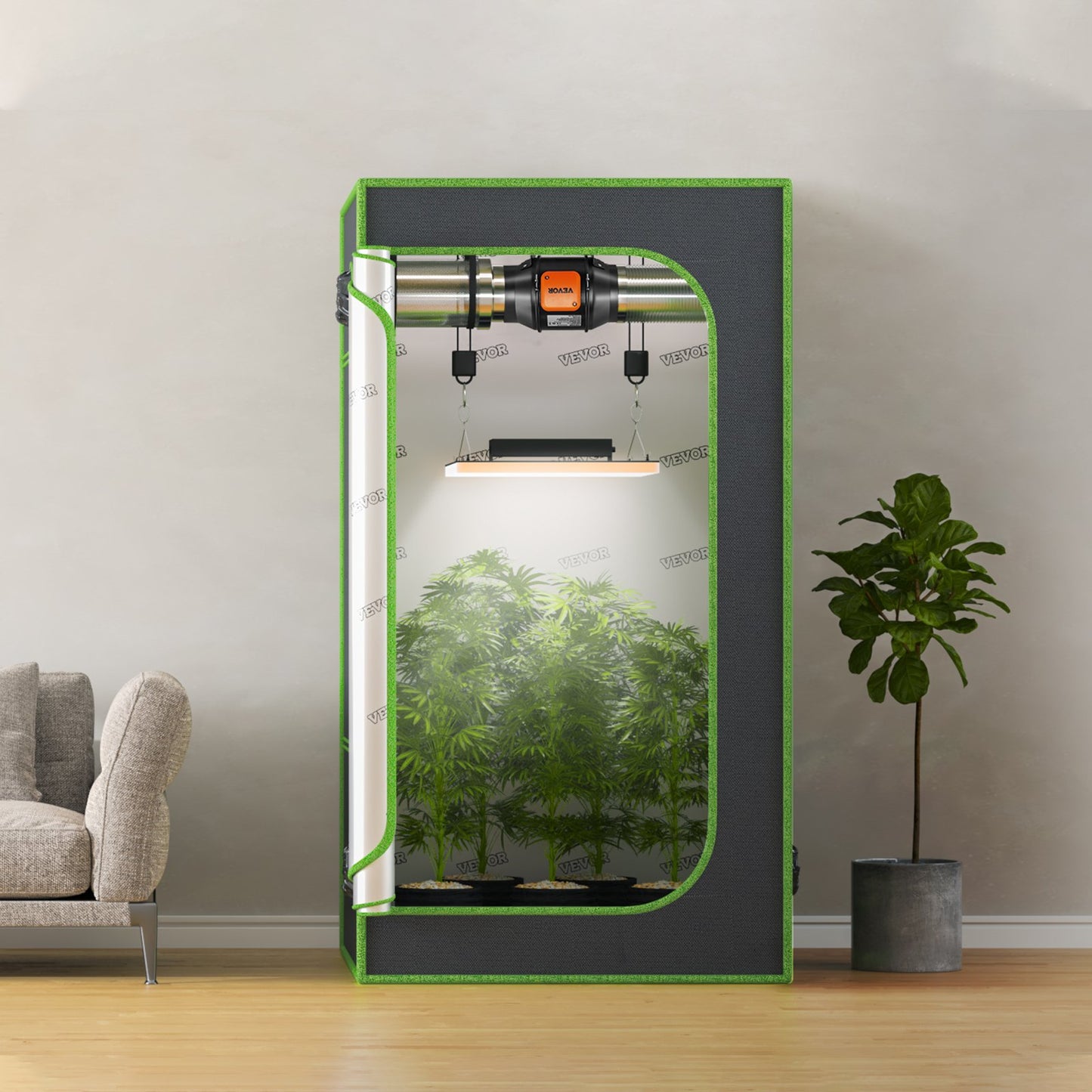 Inline Duct Fan, 6-Inch 402 CFM with Temperature Humidity Controller, Quiet EC-motor Ventilation Exhaust Fan for Cooling Booster, Grow Tents, Hydroponics