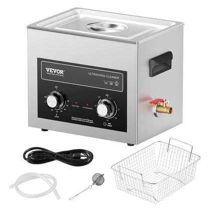 10L Ultrasonic Cleaner with Heater Timer & Basket, Professional Digital Sonic Cavitation Machine, 240W Cleaning Machine for Lab Tools, Metal Parts, Carburetor, Brass, Auto Parts, Engine Parts