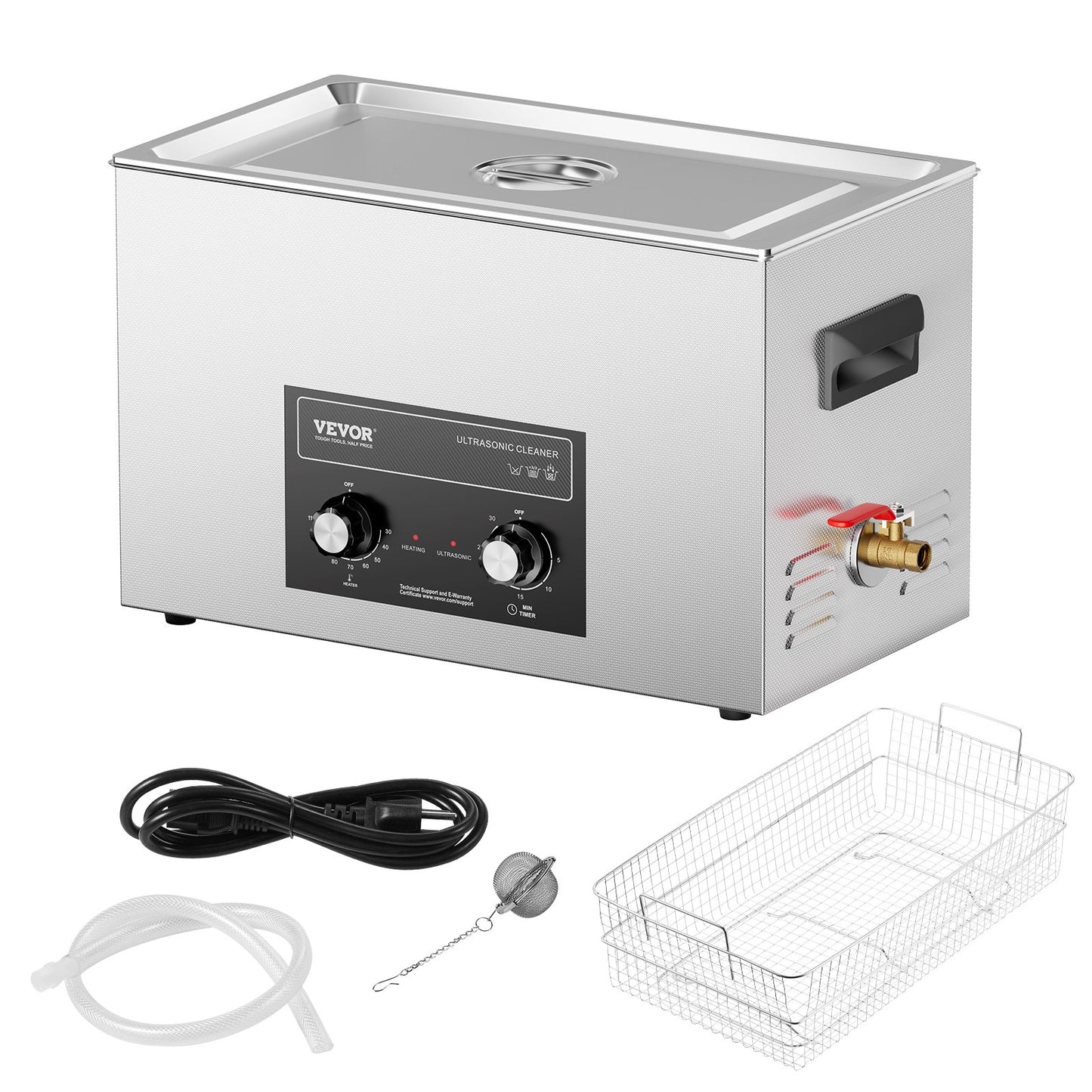 30L Ultrasonic Cleaner with Heater Timer & Basket, Professional Digital Sonic Cavitation Machine, 360W Cleaning Machine for Lab Tools, Metal Parts, Carburetor, Brass, Auto Parts, Engine Parts