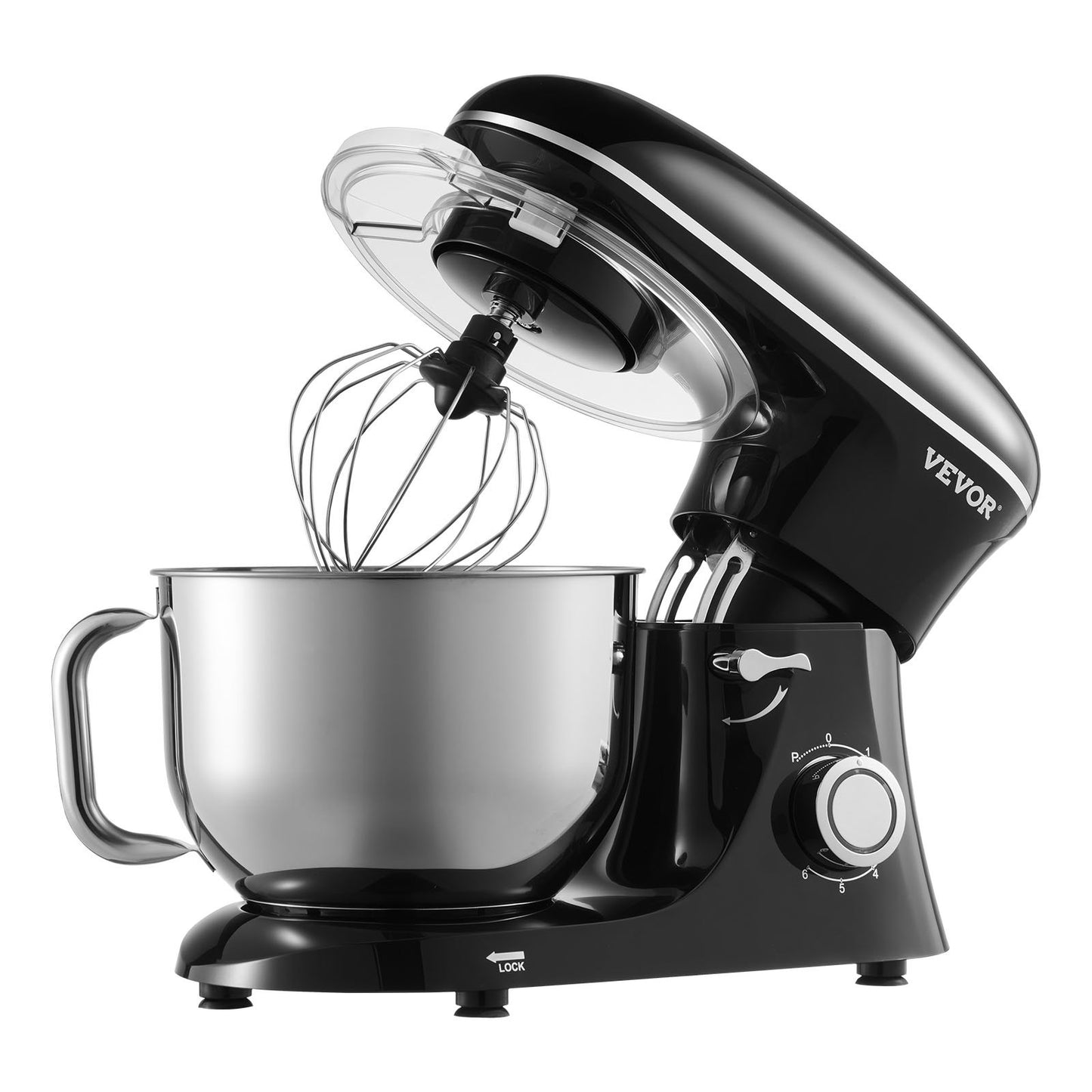 Stand Mixer, 6 QT Dough Mixer, 1400W 6 + P Speeds Tilt-head Food Mixer with Stainless Steel Bowl, Dough Hook, Wire Whip, Flat Beater, Scraper,Household Stand Mixer for Baking, Mixing, Black