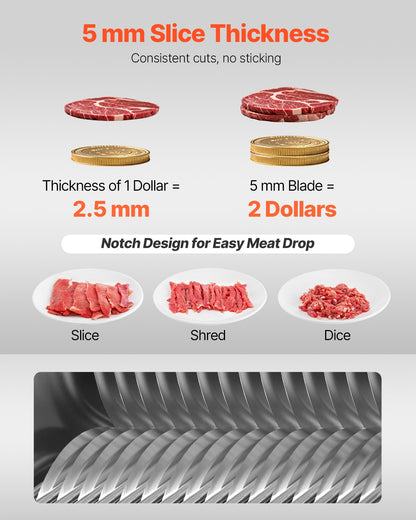 Meat Cutter Machine Blade, 5 mm Blade for Commercial Meat Cutter, One Set Blade for SJY-DQ90 Meat Cutting Machine, Stainless Steel, Cutter Slicer Blade Set for Boneless Meat, Soft Vegetables