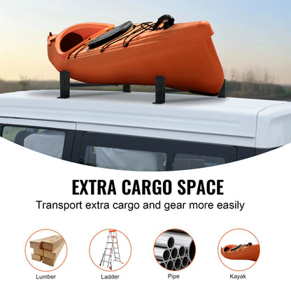 Takräcke för skåpbil, takräcken i legerat stål med 2 stänger, takräcke med kapacitet 227 kg, justerbar längd 910-1330 mm, stegräcke för skåpbilar, kompatibelt med Chevrolet Express, GMC Savana etc., borrfäste