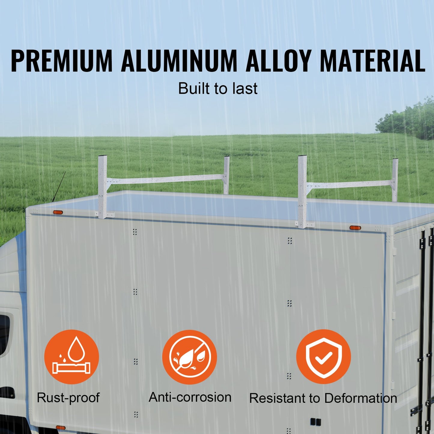 Takräcke för skåpbil, 2 takräcken i aluminiumlegering, 181 kg kapacitet för takrännor, justerbar längd 1300-2060 mm, stegräcke för skåpbil, last, släpvagn