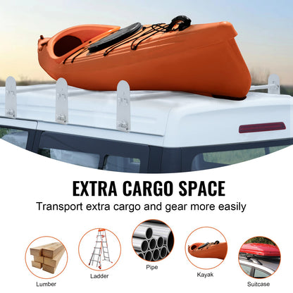 Takräcke för skåpbil, takräcken i legerat stål med 3 stänger, takräcke för regnrännor med kapacitet 340 kg, justerbar längd 40,2" till 74,8", stegräcke för skåpbil, kompatibelt med Chevrolet Express, GMC Savana, etc.