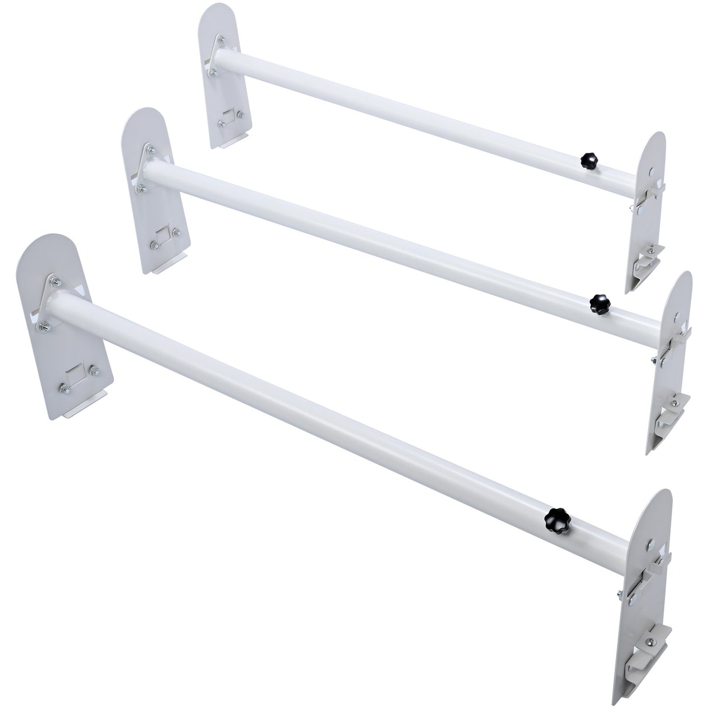 Takräcke för skåpbil, takräcken i legerat stål med 3 stänger, takräcke för regnrännor med kapacitet 340 kg, justerbar längd 40,2" till 74,8", stegräcke för skåpbil, kompatibelt med Chevrolet Express, GMC Savana, etc.