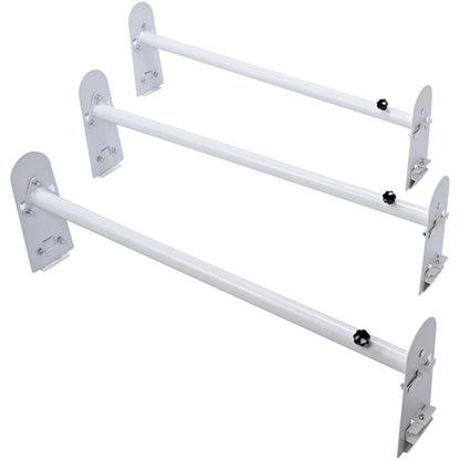 Takräcke för skåpbil, takräcken i legerat stål med 3 stänger, takräcke för regnrännor med kapacitet 340 kg, justerbar längd 40,2" till 74,8", stegräcke för skåpbil, kompatibelt med Chevrolet Express, GMC Savana, etc.