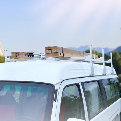 Takräcke för skåpbilar, stegräcken i 3 stänger av legerat stål med stegstopp, 340 kg kapacitet, justerbara takräcken för skåpbilar i fullstorlek med stuprännor, kompatibel med Chevrolet Express etc.