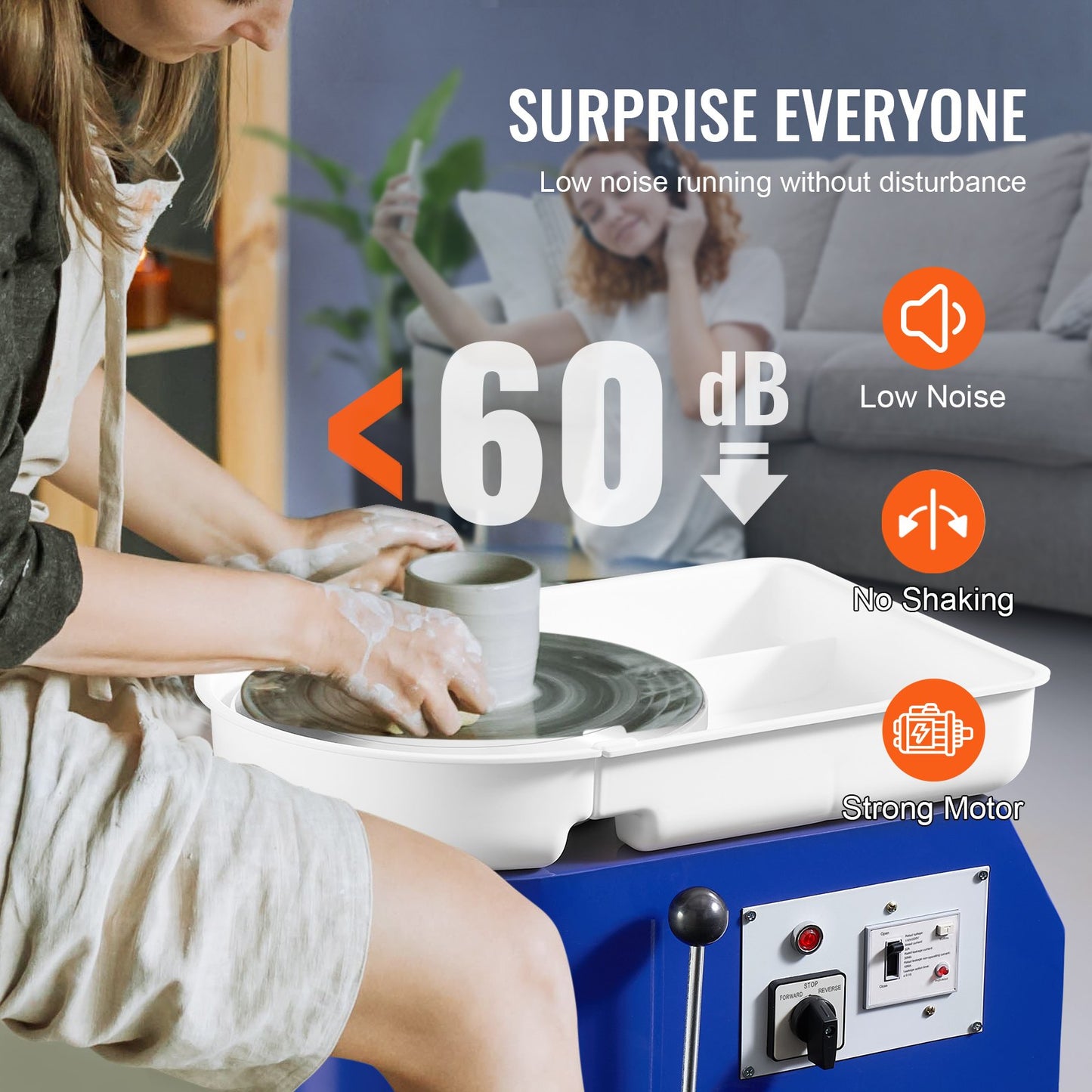 Drejskiva 27,9 cm Keramisk skiva Fotpedal Skulpturverktyg Förkläde 350W