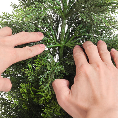 Artificial Topiary Cedar Trees, 2 Set 914mm Faux Pine Shrubs Plants, Fake Silk Tree Look Real, Easy Assembly for Decor Front Porch Outdoor Patio Garden Balcony Backyard Indoor Office