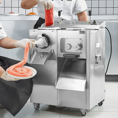 Meat Grinder, 14 Lbs/Min Electric Meat Grinder, Slicer, Sausage Stuffer with Blade, Grinding Plate, Sausage Maker, Stainless Steel Meat Mincer Cabinet for Slice Shred Dice, Restaurant Butcher