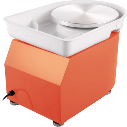Keramikskiva 27,9 cm 0-300 varv/min keramisk skiva, 350 W justerbar hastighet formningsmaskin med skulpteringsverktyg och förkläde, avtagbar fotpedal för handfat, för konsthantverk och hem-Gör-det-själv, orange