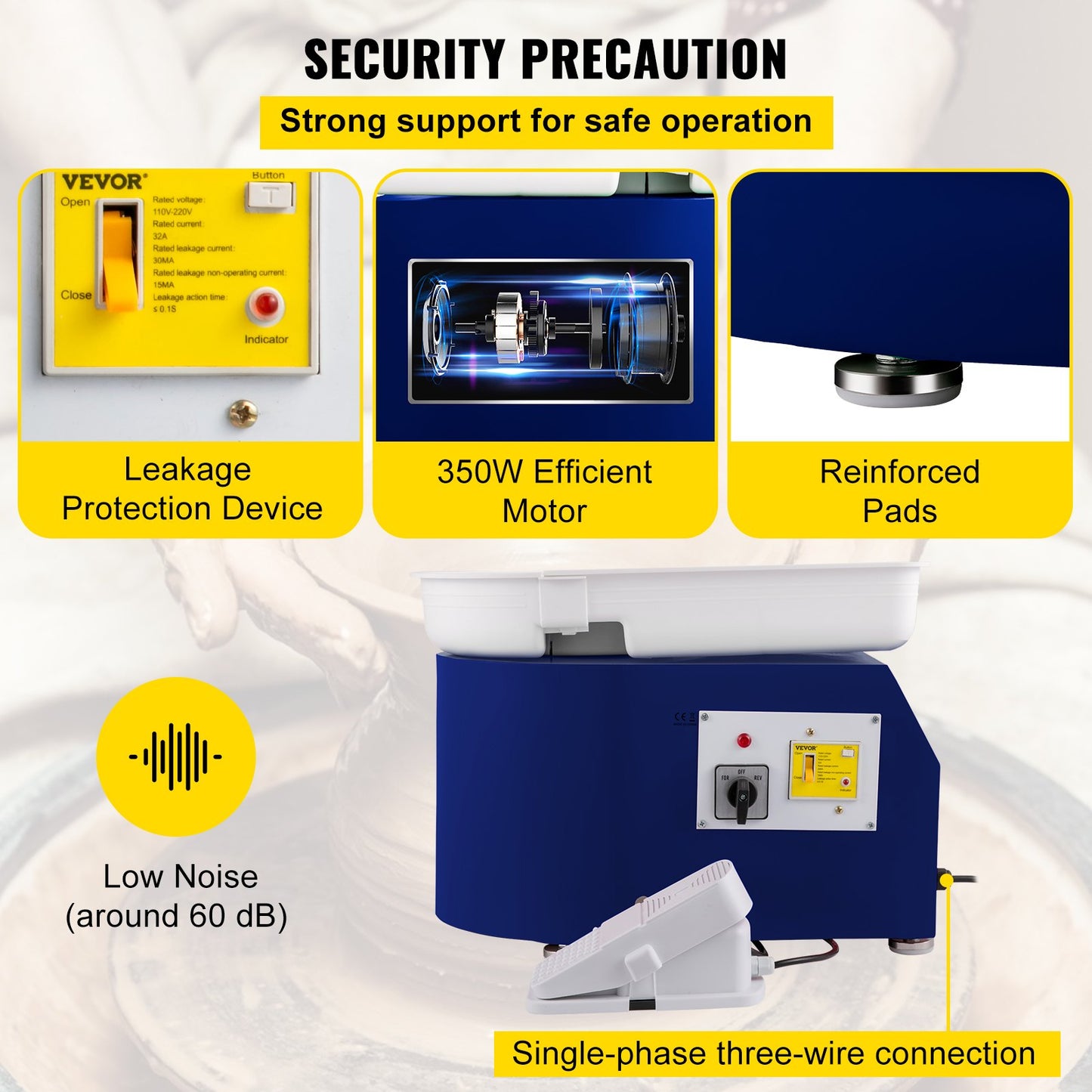 Keramikskiva 27,9 cm 0-300 varv/min, 350W justerbar hastighetsformningsmaskin med skulpteringsverktyg och förkläde, avtagbar fotpedal för handfat, för konsthantverk och heminredning, blå