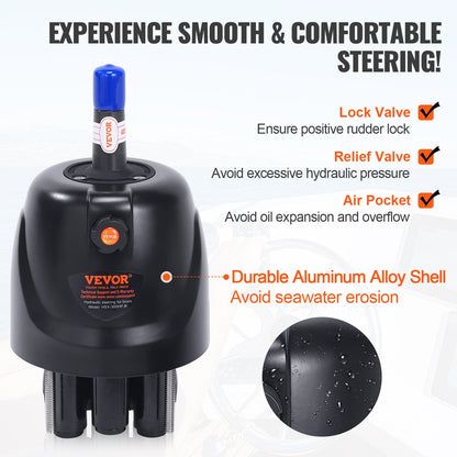 Hydraulic Outboard Steering Kit, 300HP, Marine Boat Hydraulic Steering System, with Helm Pump Two-Way Lock Cylinder and 792.5 cm Hydraulic Steering Hose, for Single Station Single-Engine Boats