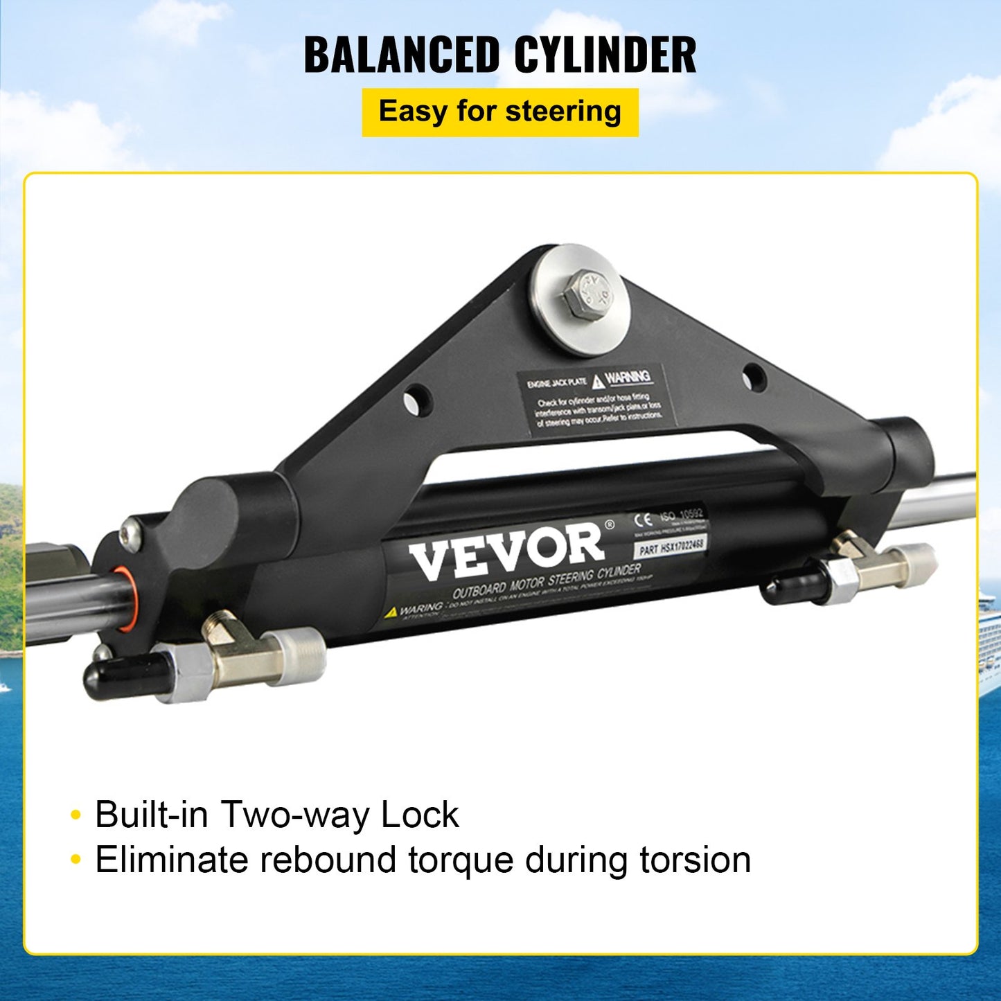 Hydraulisk styrcylinder HC4645H Frontmonterad hydraulisk utombordsmotor för marin styrcylinder, passar för båtar upp till 150 hk. Styrning, hydraulisk styrning