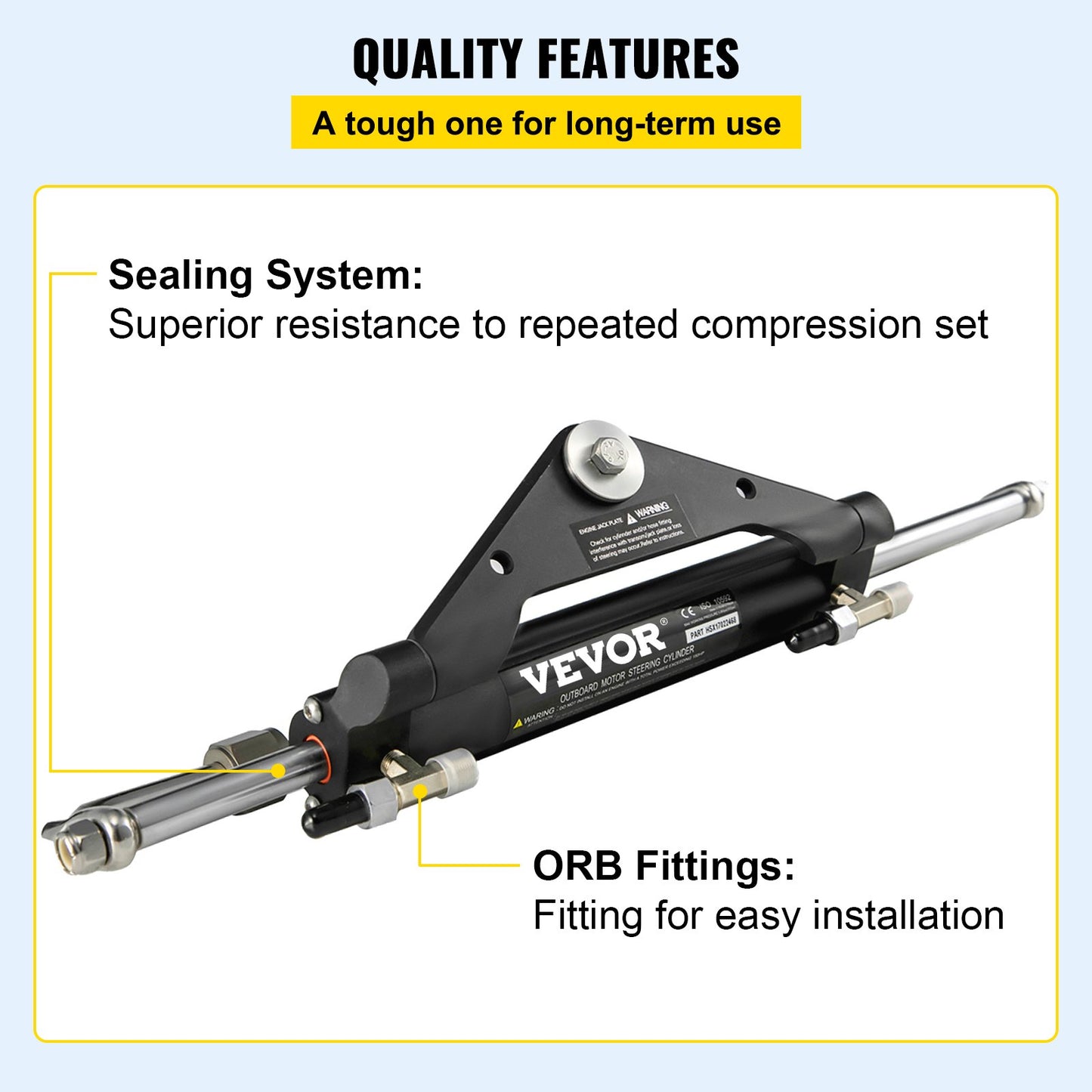 Hydraulisk styrcylinder HC4645H Frontmonterad hydraulisk utombordsmotor för marin styrcylinder, passar för båtar upp till 150 hk. Styrning, hydraulisk styrning