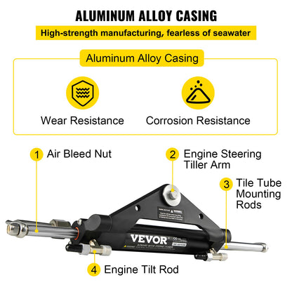 Hydraulisk styrcylinder HC4645H Frontmonterad hydraulisk utombordsmotor för marin styrcylinder, passar för båtar upp till 150 hk. Styrning, hydraulisk styrning