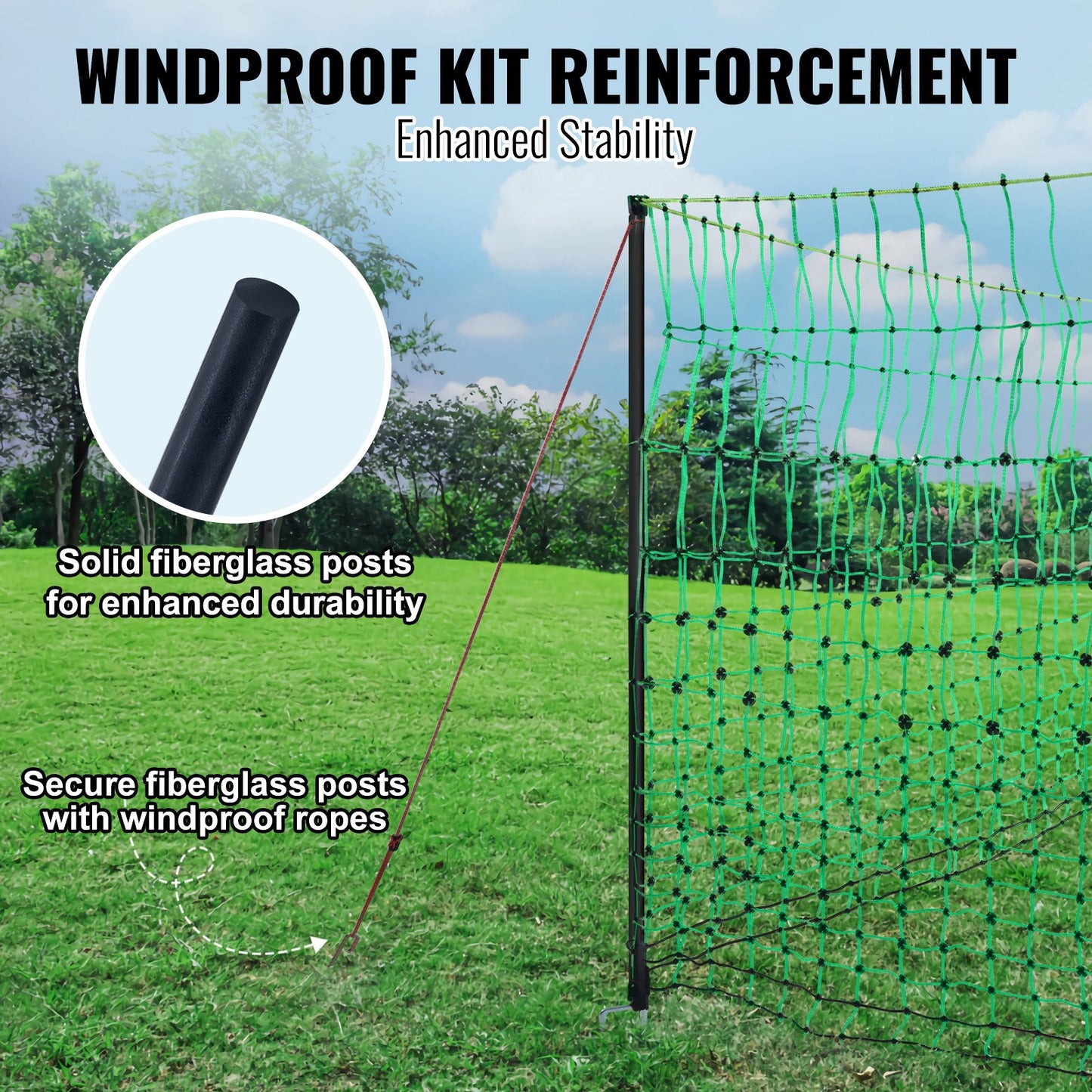 Electric Fence Netting, 48" H x 100' L, PE Net Fencing with Solar Charger/Posts/Double-Spiked Stakes, Utility Portable Mesh for Chickens, Ducks, Geese, Rabbits, Used in Backyards, Farms, Ranches