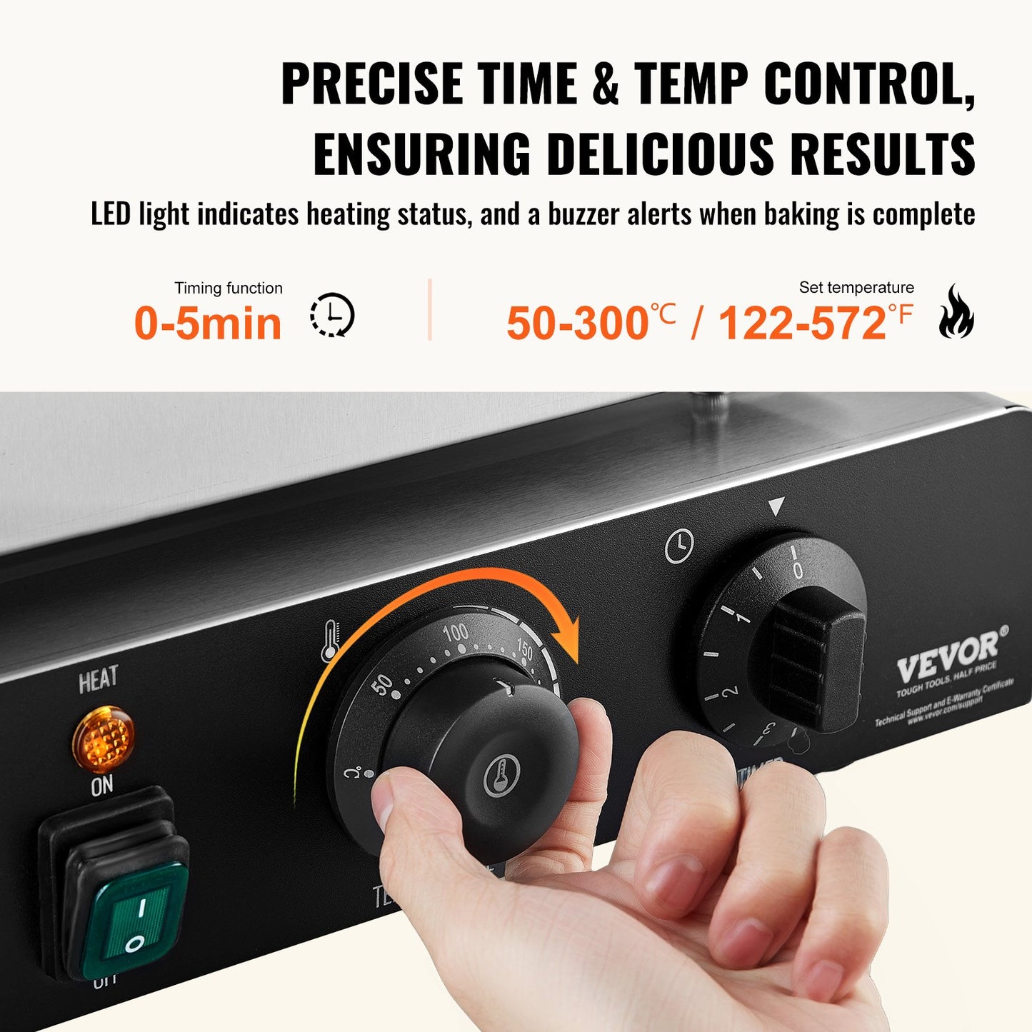 Elektrisk munkmaskin, 2000W kommersiell munkmaskin med non-stick yta, 9 håls dubbelsidig uppvärmningsvåffelmaskin gör 9 munkar, temperatur 50-300 ℃, för restaurang och hemmabruk