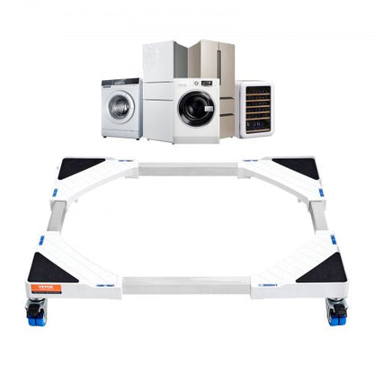 Minikylskåpsställ Universal Tvättstativ, Justerbart kylskåpsstativ med släta hjul, Tvättmaskinspiedestal Multifunktionell bas för tvättmaskin och torktumlare, 381-615 mm Bredd Utbyggbar