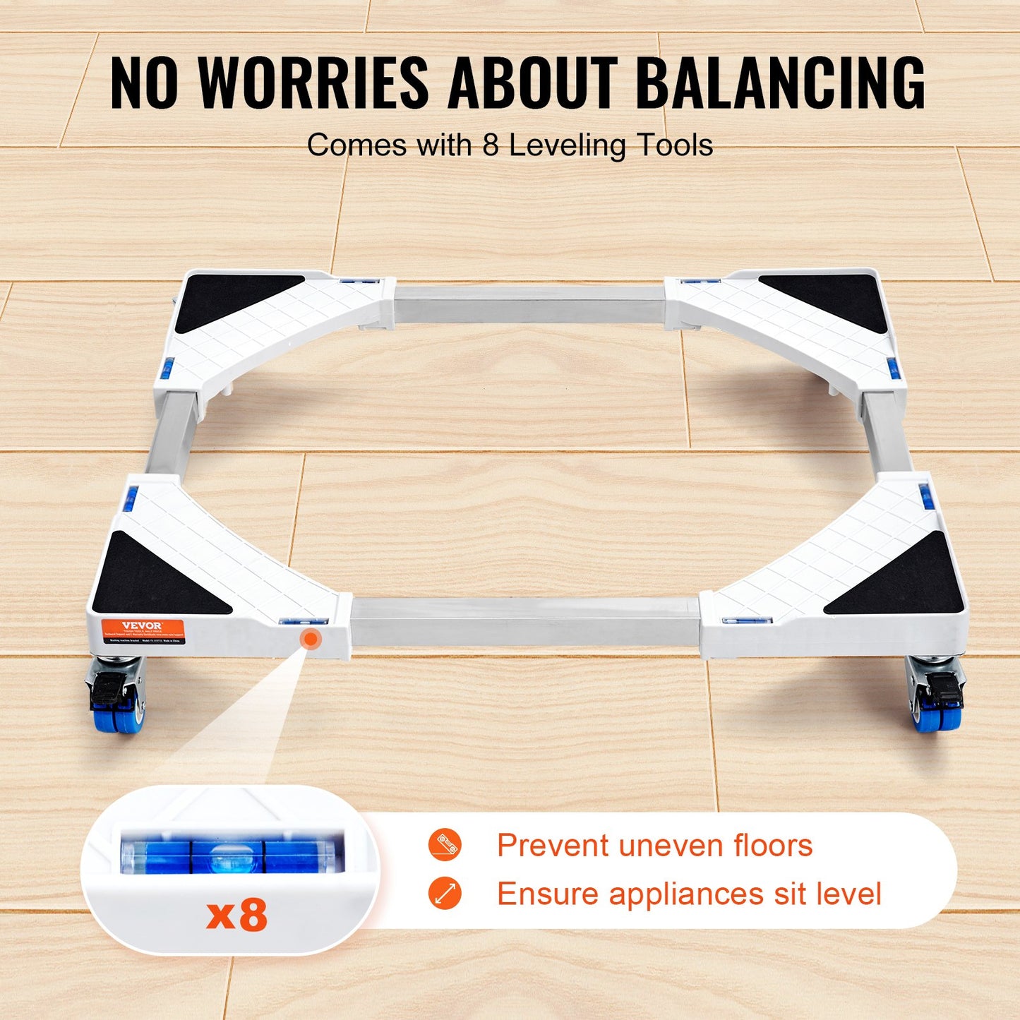 Minikylskåpsställ Universal Tvättstativ, Justerbart kylskåpsstativ med släta hjul, Tvättmaskinspiedestal Multifunktionell bas för tvättmaskin och torktumlare, 381-615 mm Bredd Utbyggbar
