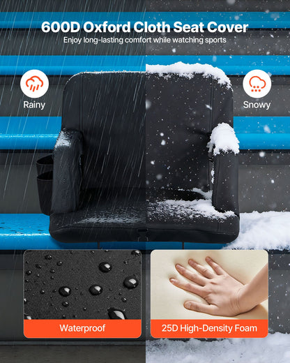 Stadionsits, 6 justerbara vinklar breda läktarstolar, 73,66 mm vadderad stadionsits med armstöd och ryggstöd, stadionsits med krok och mugghållare för picknick, strandsporter och spel