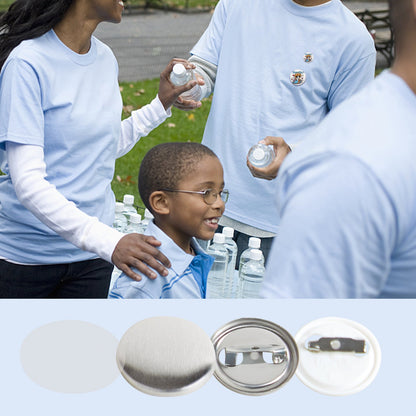 500 Sets 1 inch 25mm Pin Back Button Parts, DIY Round Button Badge Parts, Set Includes Metal Top, Plastic/Metal Button, Clear Film, and Blank Paper For Gifts Presents, Machine NOT Included