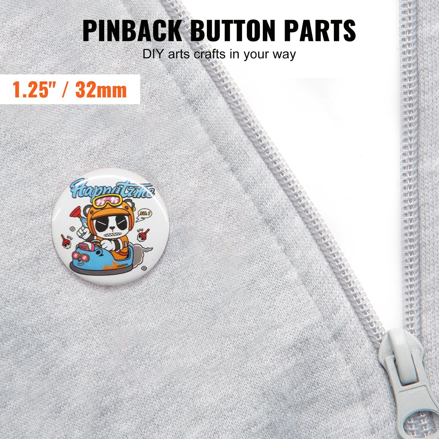 500 Sets 1.25 inch 32mm Pin Back Button Parts, DIY Round Button Badge Parts, Set Includes Metal Top, Plastic/Metal Button, Clear Film, and Blank Paper For Gifts Presents, Machine NOT Included