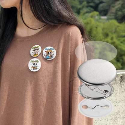 500 Sets 1.25 inch 32mm Pin Back Button Parts, DIY Round Button Badge Parts, Set Includes Metal Top, Plastic/Metal Button, Clear Film, and Blank Paper For Gifts Presents, Machine NOT Included