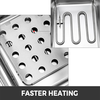 Commercial Deep Fryer 12L Electric Fryer 5000W Twin Basket YB-82 Dual Tank Electric Deep Fryer Countertop Stainless Steel French Fry for Commercial Uses