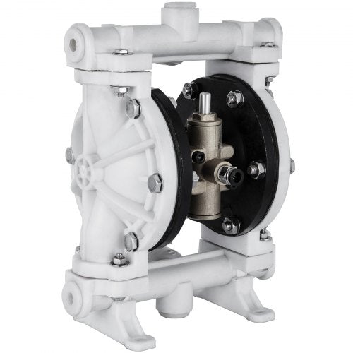 Air-Operated Double Diaphragm Pump, Inlet & Outlet, Polypropylene Body, 9.46 L/min, PTFE Diaphragm Pneumatic Transfer Pump for Petroleum, Diesel, Oil & Low Viscosity Fluids