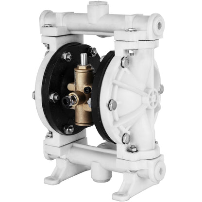 Air-Operated Double Diaphragm Pump, Inlet & Outlet, Polypropylene Body, 9.46 L/min, PTFE Diaphragm Pneumatic Transfer Pump for Petroleum, Diesel, Oil & Low Viscosity Fluids