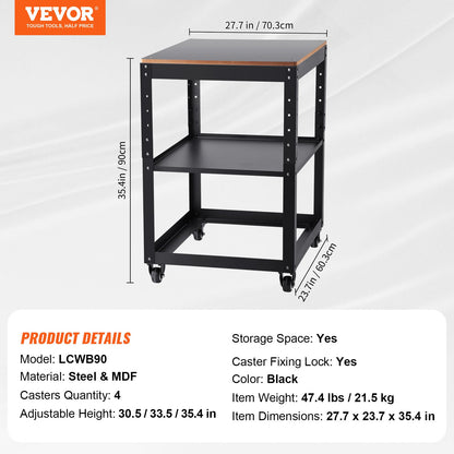 Planer Stand, 100 lbs/ 45 kg heavy loads, Three-Gear Height Adjustable thickness planer table,with 4 Stable Casters & Storage Space, for most planers, saws, bench-top machines, power tools