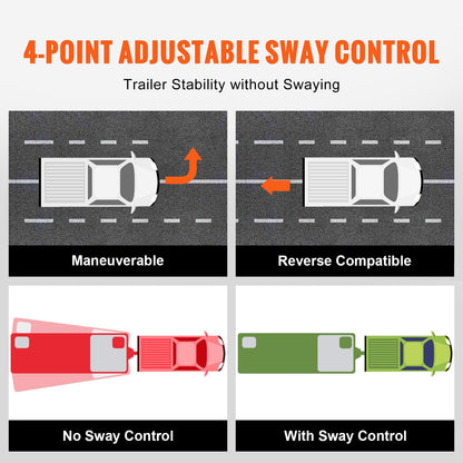 Viktfördelningsdrag, 1 000 lbs viktfördelande dragkroksats med krängningskontroll för släpvagn, 2-tums massivt stålskaft, 2-5/16 tum legerat stålkula, pulverlackerad lastutjämnande dragkrok, svart