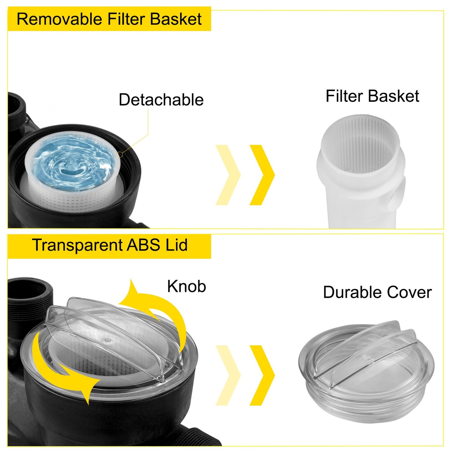 1 HP Pool Pump, 19200 L/h 750W Pool Pump In/Ground Swimming Pool Pump with Strainer Basket Pool Pump Motor for Clean Swimming Pool Water 1.97" Inlet/Outlet pool filter pump with 2 Fitting Hoses