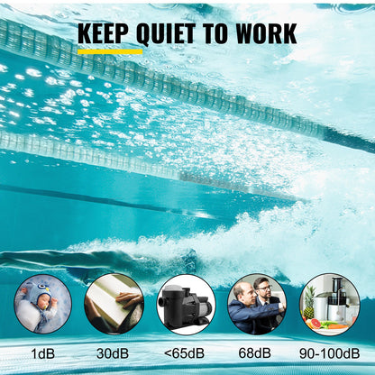 1 HP Pool Pump, 19200 L/h 750W Pool Pump In/Ground Swimming Pool Pump with Strainer Basket Pool Pump Motor for Clean Swimming Pool Water 1.97" Inlet/Outlet pool filter pump with 2 Fitting Hoses