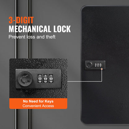 48-Key Cabinet, Key Safe with Combination & Key Lock, Digital Security Storage Box Steel Key Organizer with Adjustable Racks, 48 pcs Colorful Key Tags and A Record Card for School, Office, Hotel