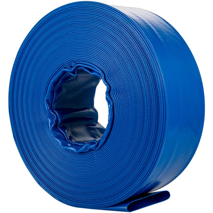 Discharge Hose, 3\" x 105\', PVC Lay Flat Hose, Heavy Duty Backwash Drain Hose with Clamps, Weather-proof & Burst-proof, Ideal for Swimming Pool & Water Transfer, Blue