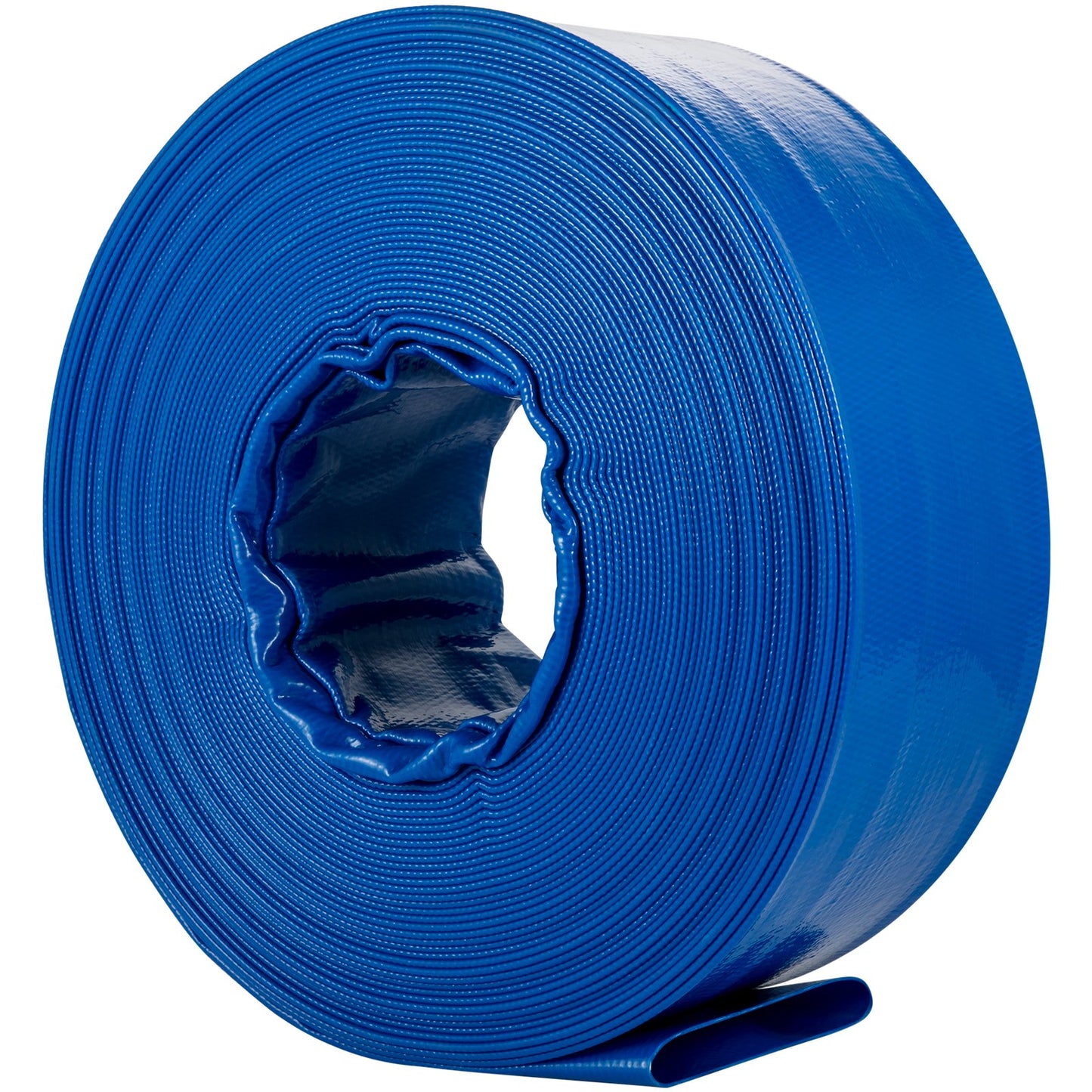Discharge Hose, 3.81 x 3200.4 cm, PVC Fabric Lay Flat Hose, Heavy Duty Backwash Drain Hose with Clamps, Weather-proof & Burst-proof, Ideal for Swimming Pool & Water Transfer, Blue