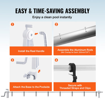 Pooltäckningsrulle, solcellsskydd i aluminium 20 fot, set med ovanmarkspooltäckningsrullar, passar för pooler med en bredd på 3-20 fot