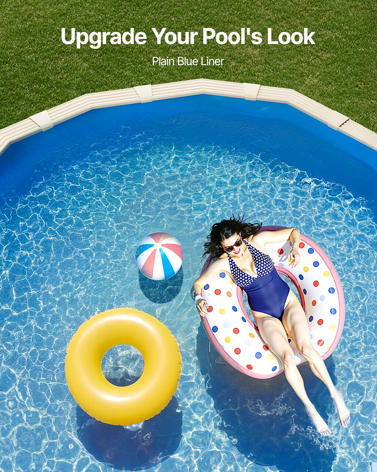Oval poolfoder, 4,8 x 2,9 m, i rundpärlsstil, slitstark vinylfoder, standardtjocklek, 123 cm vägghöjd, ersättning för ovanmarkspooler med stålsidor