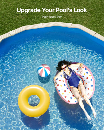 Oval poolfoder, 4,8 x 2,9 m, i rundpärlsstil, slitstark vinylfoder, standardtjocklek, 123 cm vägghöjd, ersättning för ovanmarkspooler med stålsidor