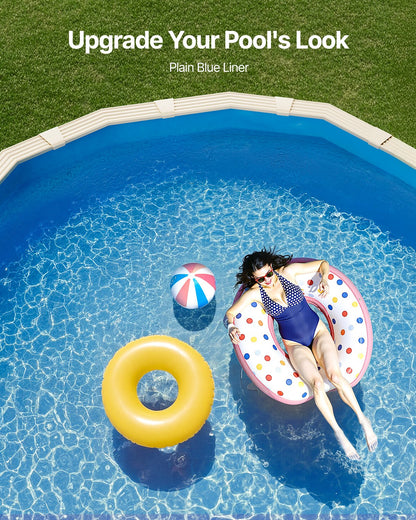 Oval poolfoder, 22 x 12,3 fot, poolfoder, standardtjocklek, slitstark vinylfoder, överlappande modell, ersättning för poolfoder för 52 tums vägghöjd ovan markpool, enfärgad