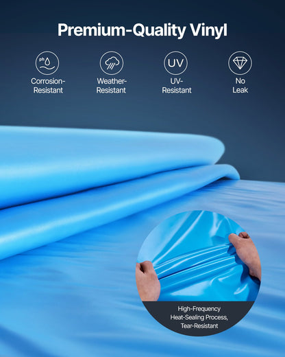 Poolfoder, 4,5 m runt poolfoder, rund pärlprofil, slitstarkt vinylfoder, standardtjocklek, 123 cm vägghöjd, ersättning för ovanmarkspooler med stålsidor, enfärgad