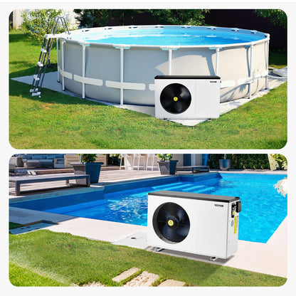 Electric Pool Heat Pump, 3.22-15.25kW Heating Capacity, Energy-Saving Variable Frequency Pool Heaters for 30-60m³Above Ground Pools, Heating and Cooling Pool Water Heater AC220-240V 50Hz