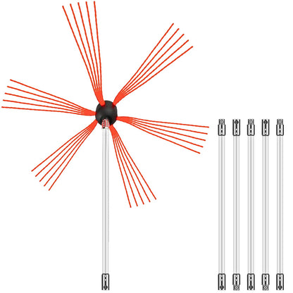 Flexible Chimney Sweep Rods, 6 m Chimney Cleaning Kit, Nylon Sooteater Chimney Cleaning Kit Flexible Brush Head Chimney Sweeping Rods Easy Connecting Chimney Brush With 6 White Rods