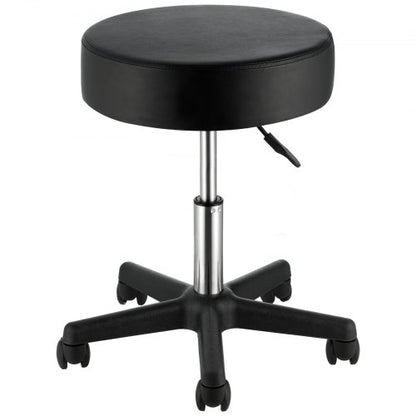 Rolling Stools with Wheels, 181.4 kg Weight Capacity Adjustable Height Stool with Ultra-Thick Seat Cushion, Swivel Stools Chair for Salon, Bar, Home, Office, Tatoo, Medical, Massage, Black