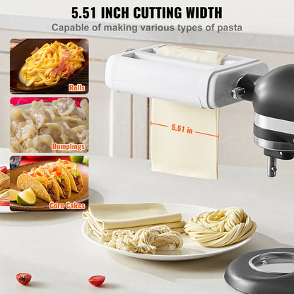 Pasta Attachment for KitchenAid Stand Mixer, 3-IN-1 Stainless Steel Pasta Roller Cutter Set Including Pasta Sheet Roller, Spaghetti and Fettuccine Cutter, 8 Adjustable Thickness Knob Pasta Maker
