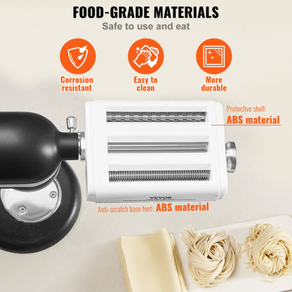 Pasta Attachment for KitchenAid Stand Mixer, 3-IN-1 Stainless Steel Pasta Roller Cutter Set Including Pasta Sheet Roller, Spaghetti and Fettuccine Cutter, 8 Adjustable Thickness Knob Pasta Maker