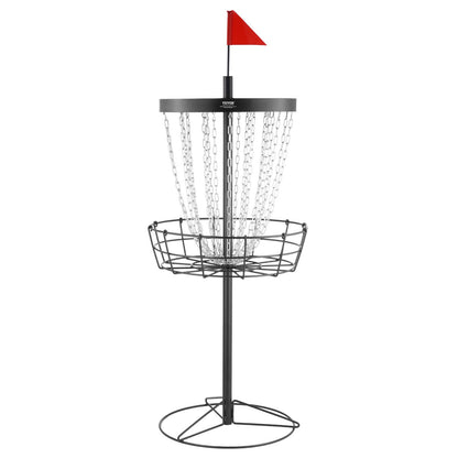 Discgolfkorg, bärbar discgolfmål med 24 kedjor för hål, kraftig stålträningsdiscgolfmål, discgolfkorg för inomhus- och utomhusbruk, stativ för discgolfkorg, svart