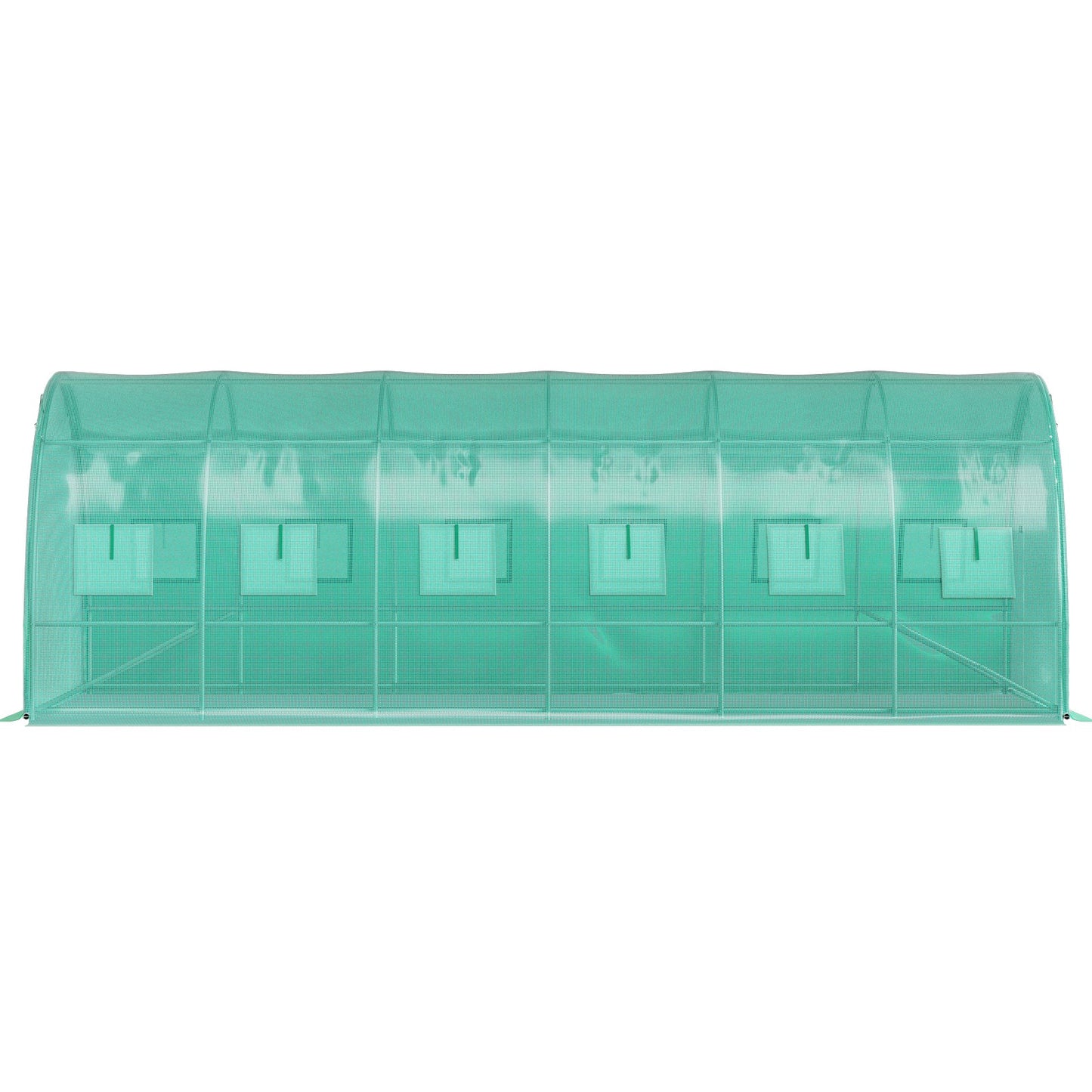 Tunnelväxthus med gångavstånd, 609,6 x 304,8 x 213,4 cm, portabelt växthus med galvaniserade stålringar, 3 toppbalkar, 4 diagonala stänger, 2 dörrar med dragkedja och 12 rullfönster, grönt